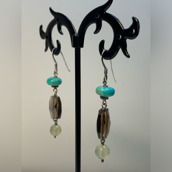 Silpada RARE HTF Sterling Turquoise, Peridot & Smoky Quartz Dangle Earrings - Picture 3 of 15
